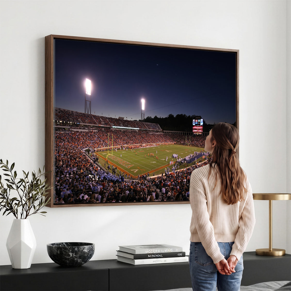 69378-MGV-CV-36X24 - Virginia Cavaliers Football Team Print - Charlottesville Scott Stadium Canvas Print Wall Art