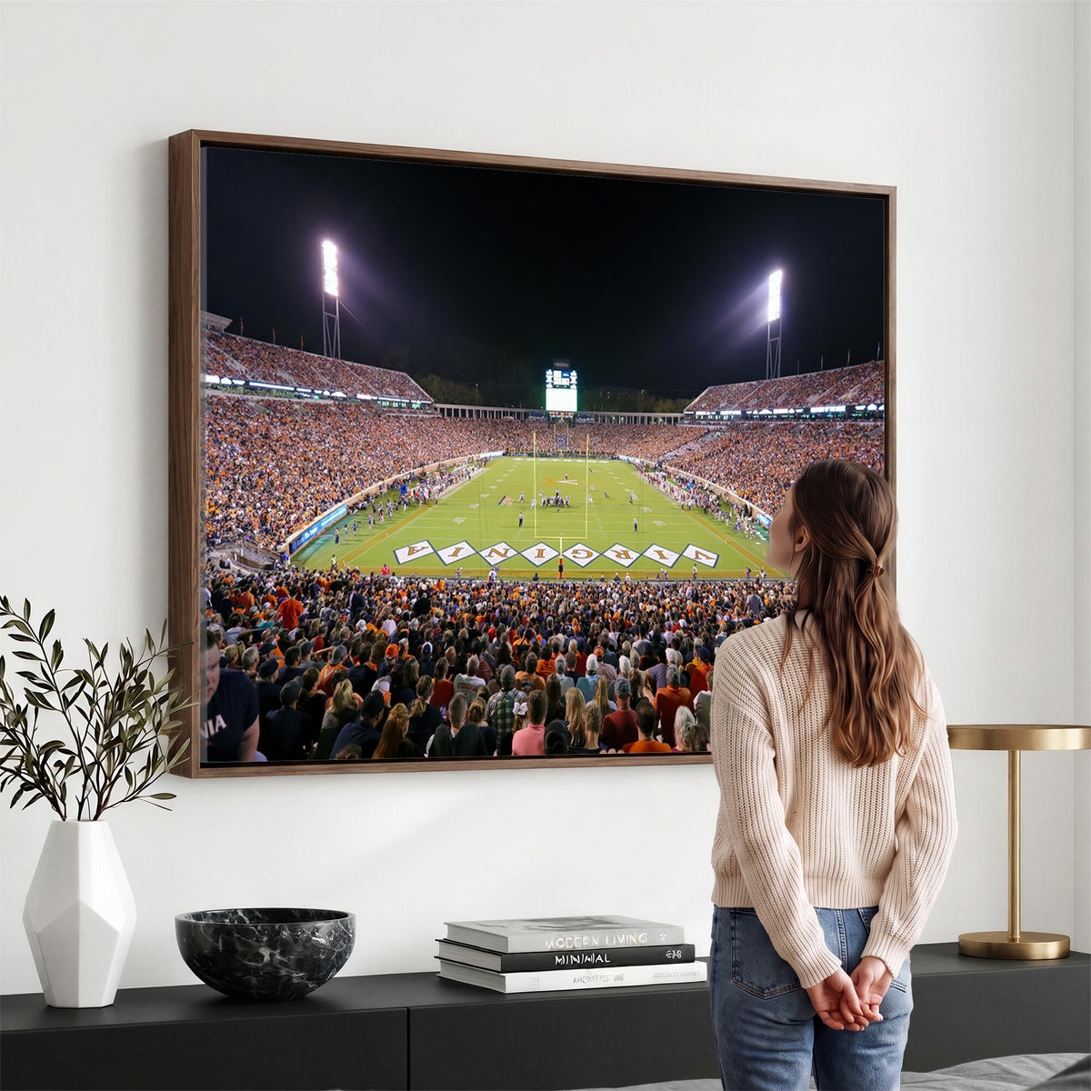 98441-MGV-CV-36X24 - Virginia Cavaliers Football Team Print - Charlottesville Scott Stadium Wall Art Canvas Print