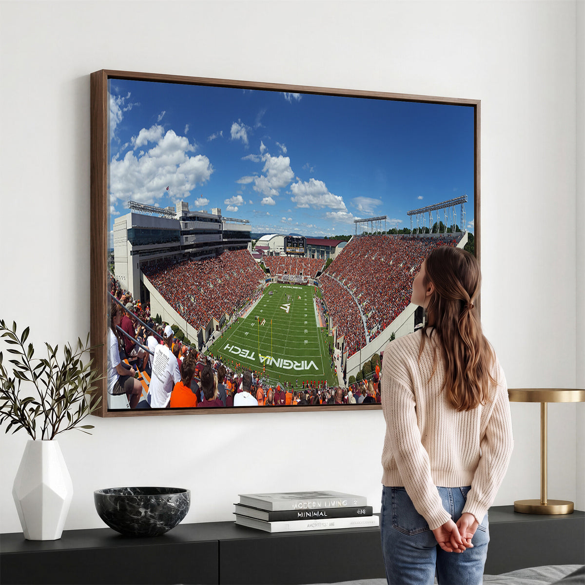 87769-MGV-CV-36X24 - Virginia Tech Hokies Football Team Print - Blacksburg Lane Stadium Wall Art Canvas Print