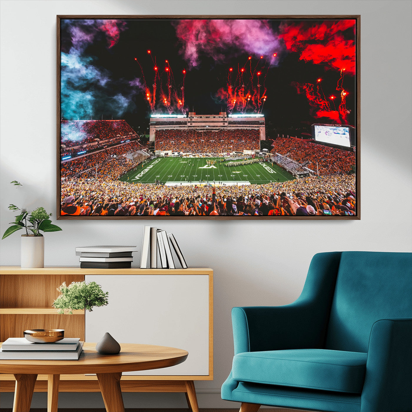 MGV-FC-36X24 - Virginia Tech Hokies Football Team Print - Blacksburg Lane Stadium Wall Art Canvas Print