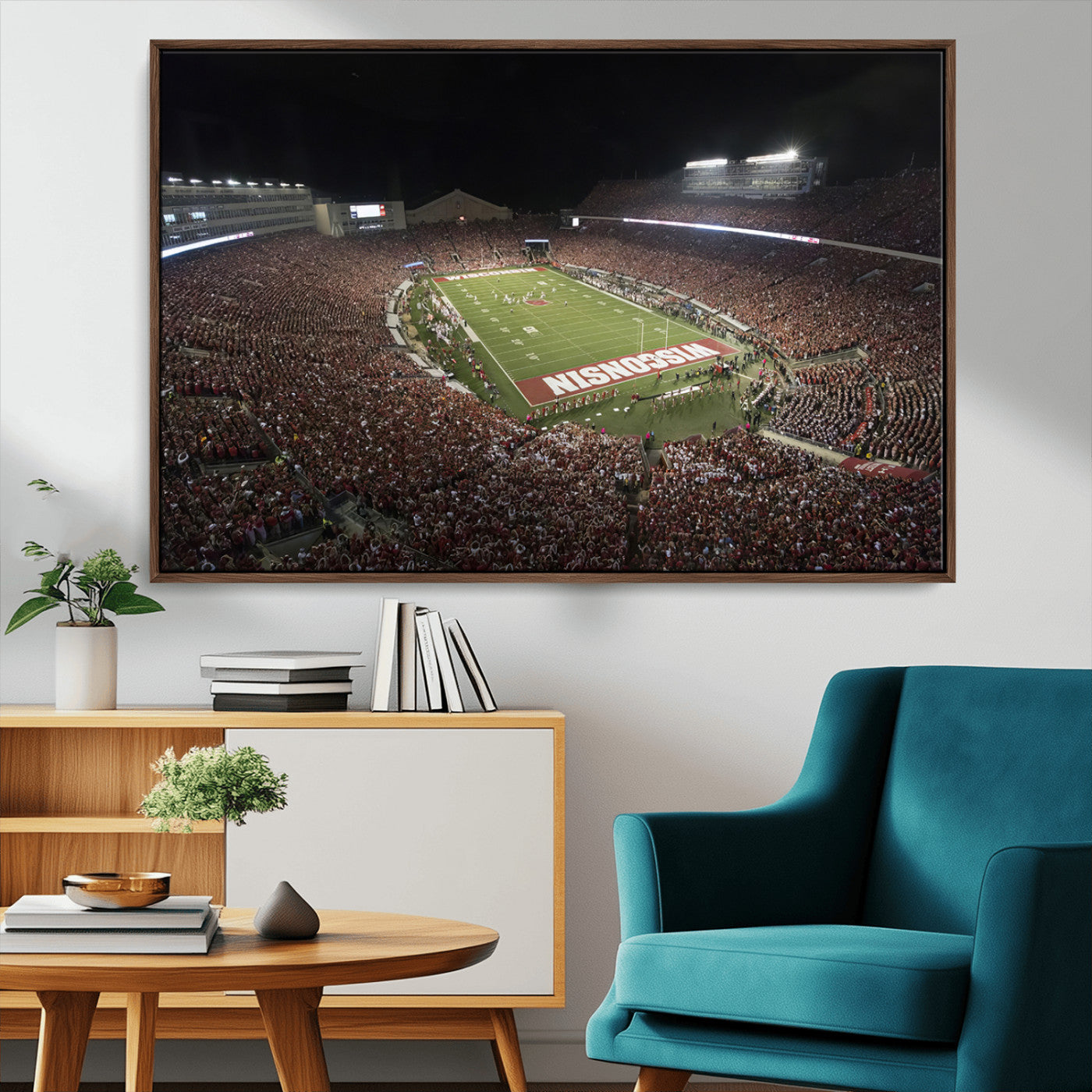 MGV-FC-36X24 - Wisconsin Badgers Football Team Print - Madison Camp Randall Stadium Wall Art Canvas Print