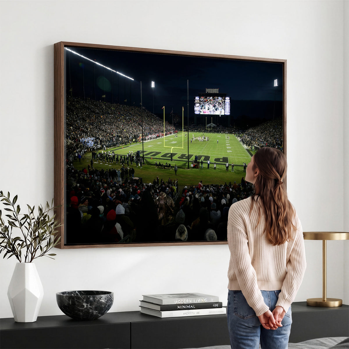 60140-MGV-CV-36X24 - Purdue Boilermakers Football Team Print - West Lafayette Ross–Ade Stadium Wall Art Canvas Print