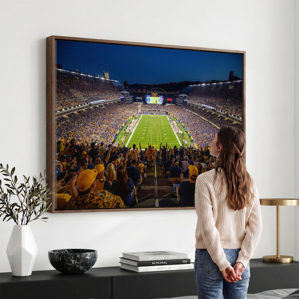 62297-MGV-CV-36X24 - Pittsburgh Panthers Football Team Print - Pittsburgh Acrisure Stadium Wall Art Canvas Print