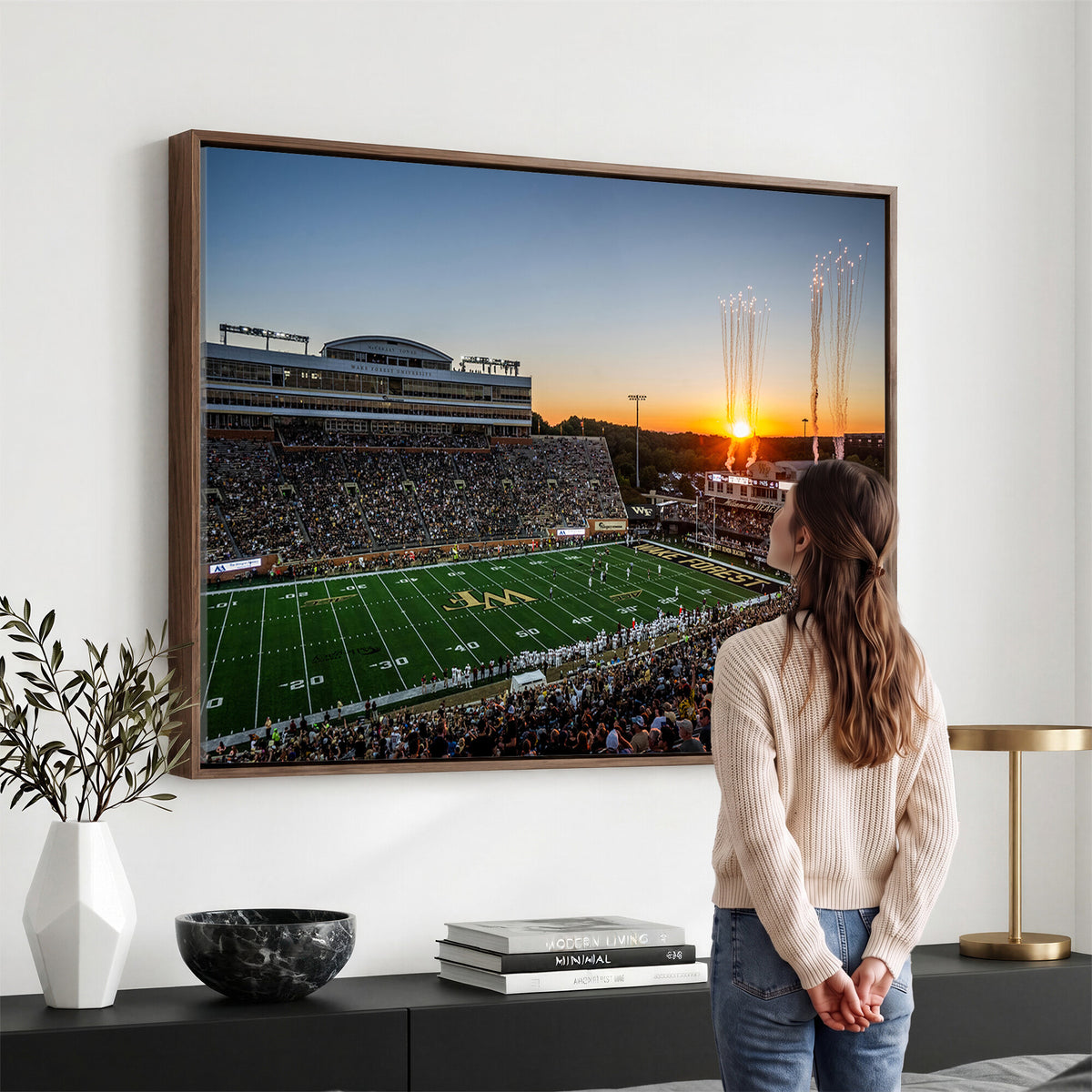 29253-MGV-CV-36X24 - Demon Deacons Football Team Print Canvas- Winston-Salem Allegacy Federal Credit Union Stadium Wall