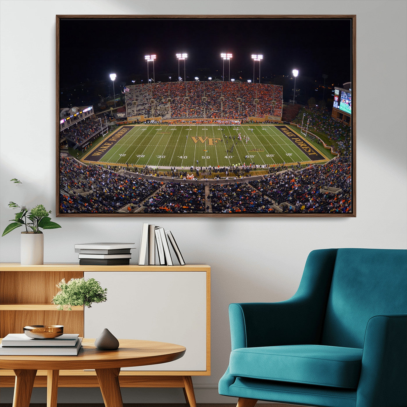 MGV-FC-36X24 - Demon Deacons Print Canvas, Football Team Print - Winston-Salem Allegacy Federal Credit Union