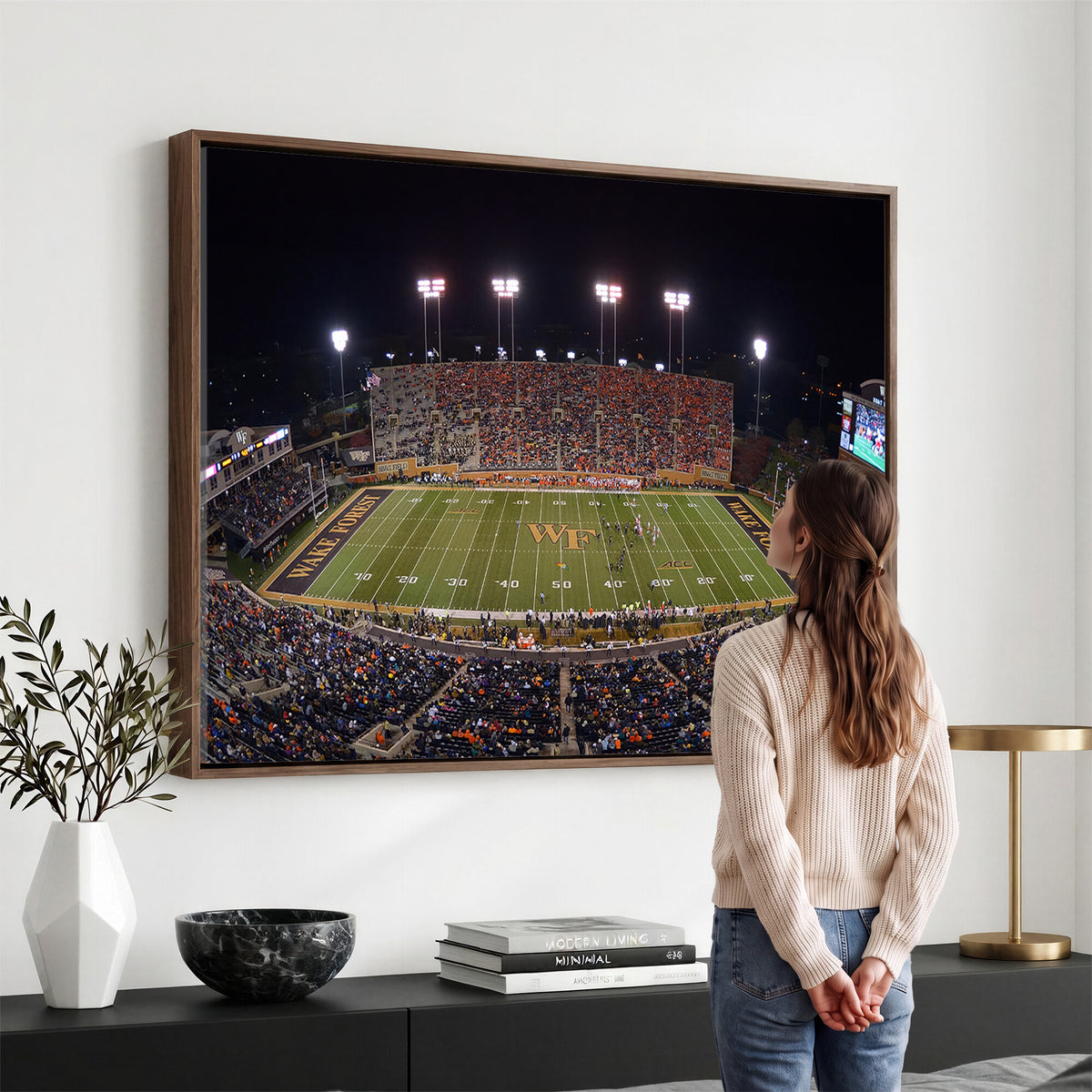 26033-MGV-CV-36X24 - Demon Deacons Print Canvas, Football Team Print