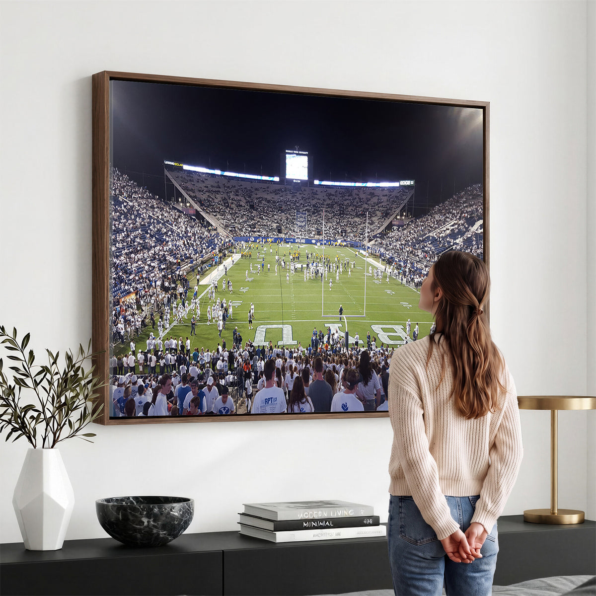 65036-MGV-CV-36X24 - Brigham Young University Cougars Football Print Canvas - Provo LaVell Edwards Stadium Wall Art