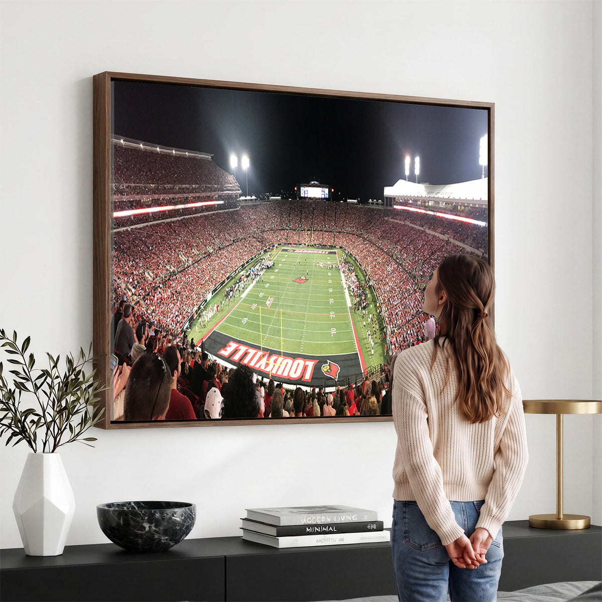 52267-MGV-CV-36X24 - University of Louisville Cardinals Football Team Print - Louisville Cardinal Stadium Wall Art Canvas