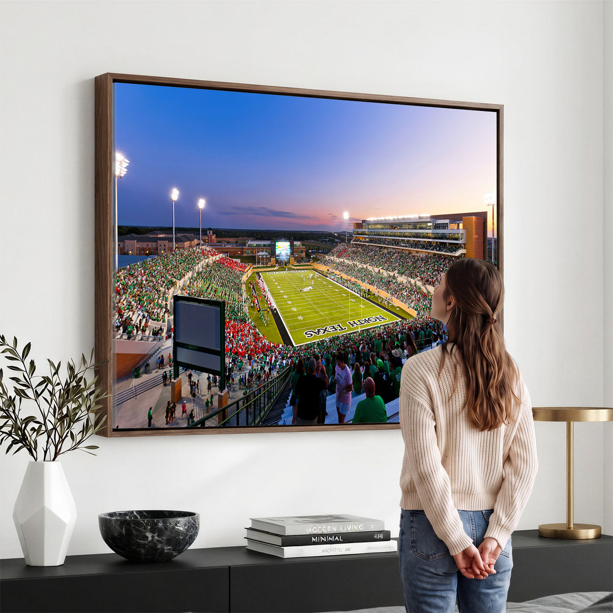 25916-MGV-CV-36X24 - University of North Texas Mean Green Football Team Print - Denton DATCU Stadium Canvas Print Wall