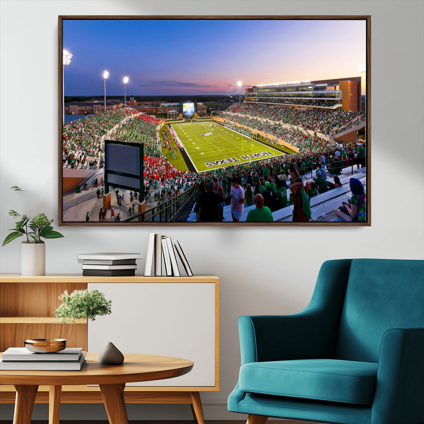 MGV-FC-36X24 - University of North Texas Mean Green Football Team Print - Denton DATCU Stadium Wall Art Canvas
