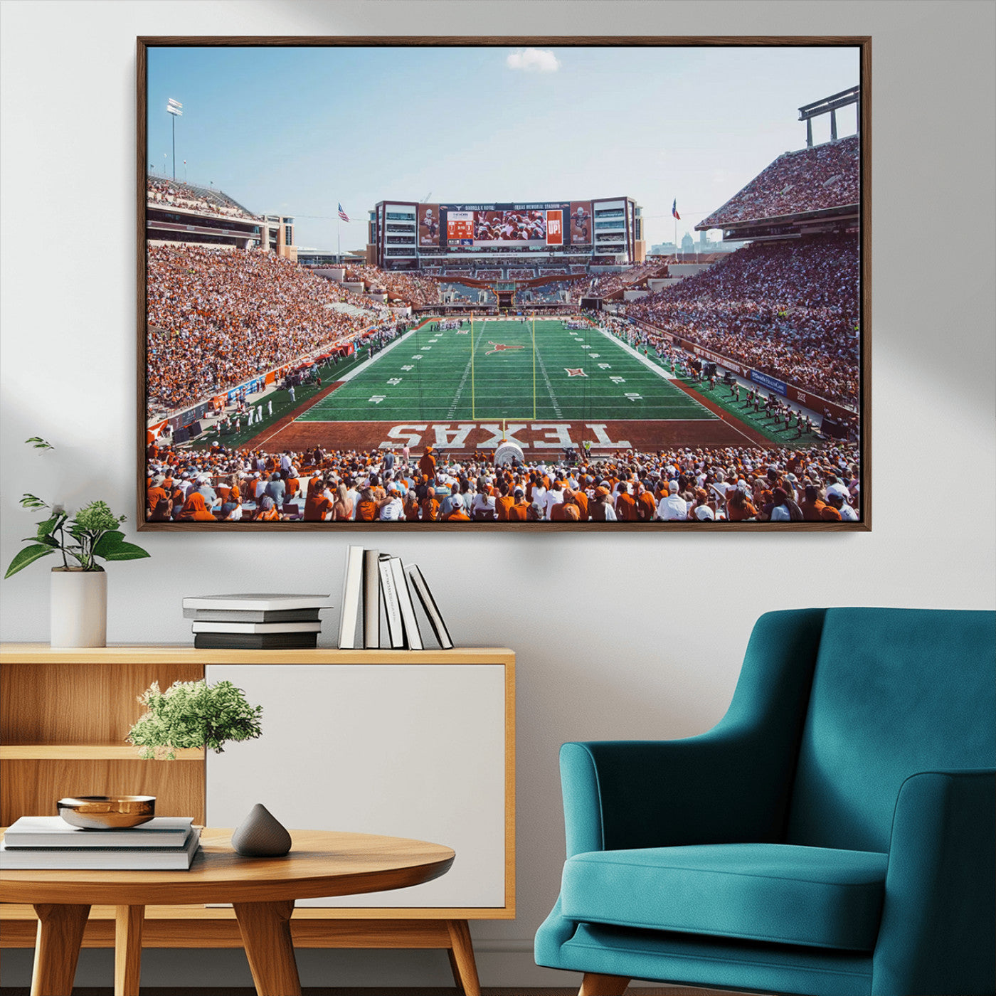 MGV-FC-36X24 - Framed Texas Memorial Stadium Canvas, University of Texas Longhorns Football Team Print - Austin