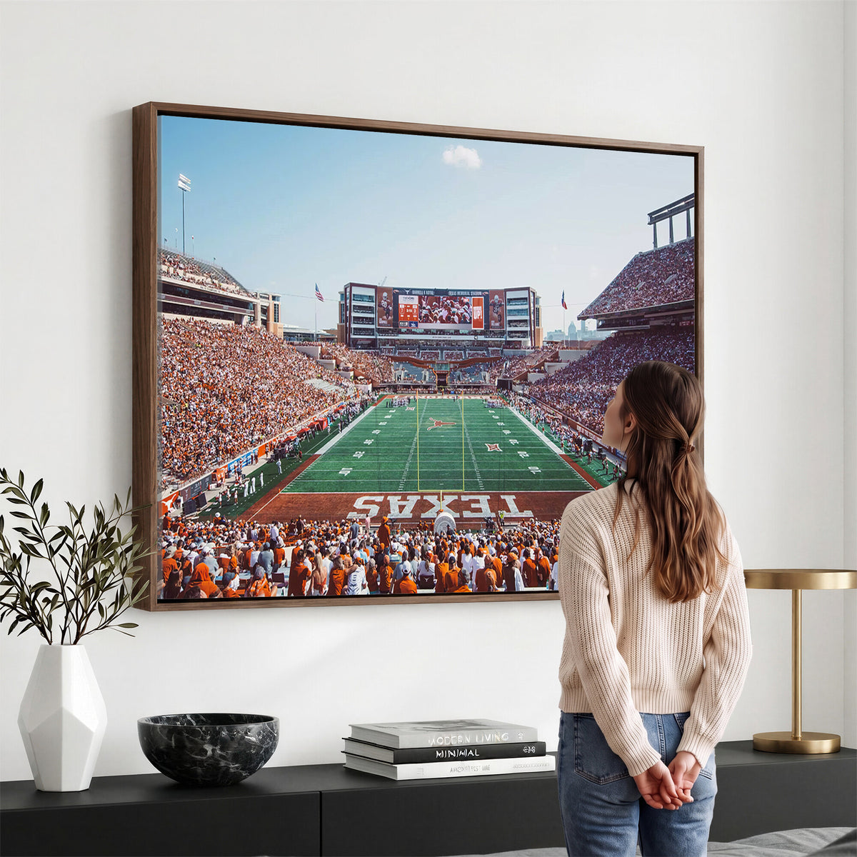 14826-MGV-CV-36X24 - Framed Texas Memorial Stadium Canvas, University of Texas Longhorns Football Team Print - Austin