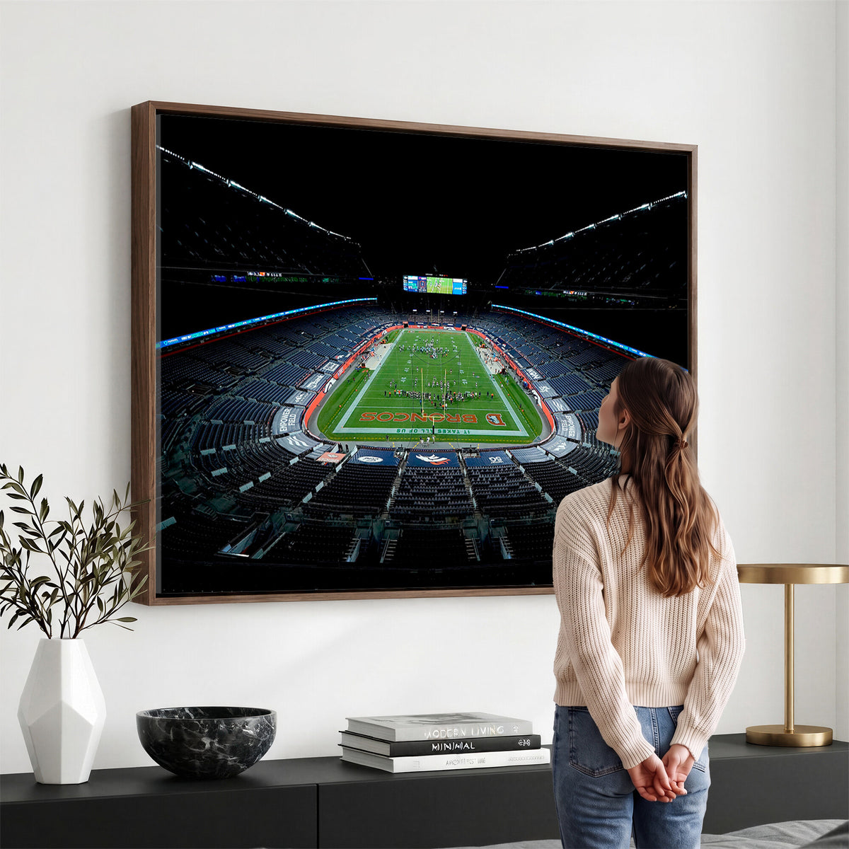 14797-MGV-CV-36X24 - Denver Broncos Football Team Print Canvas- Denver Empower Field at Mile High Stadium Wall Art Canvas