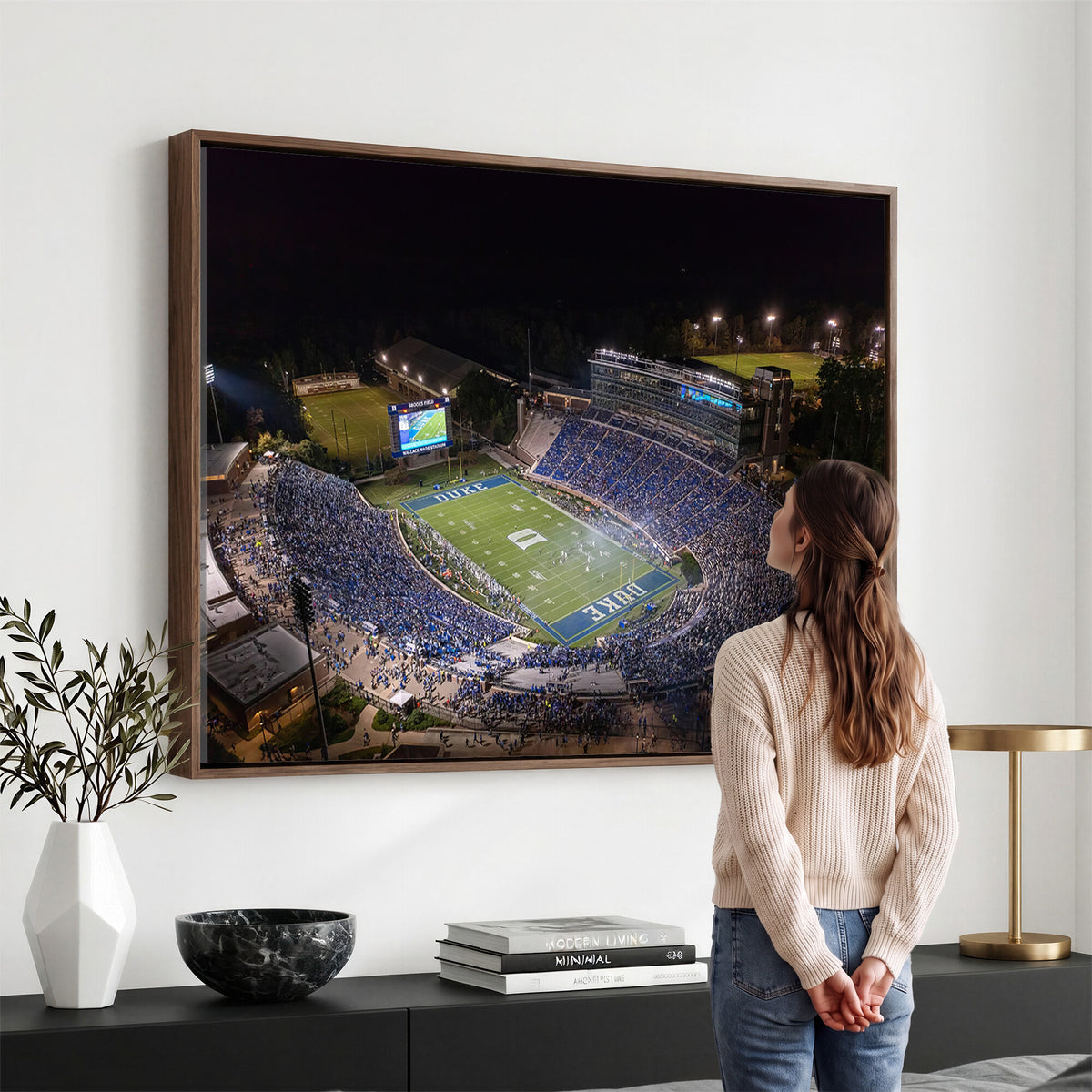 42347-MGV-CV-36X24 - Duke University Blue Devils Football Print Canvas - Durham Wallace Wade Stadium Wall Art Canvas