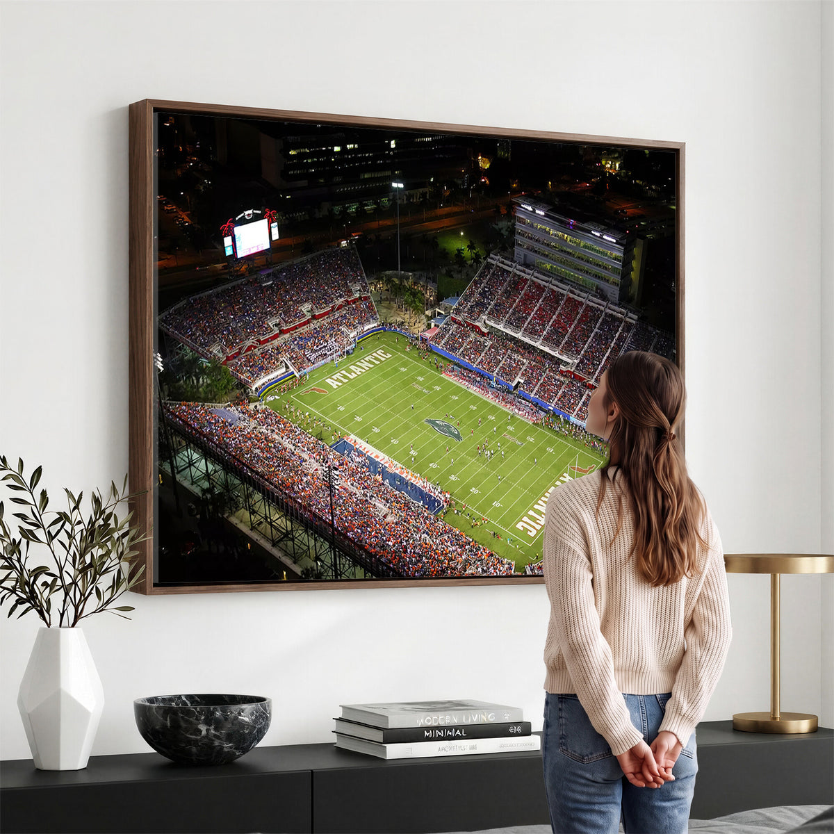 12682-MGV-CV-36X24 - Florida Atlantic University Owls Canvas Print, Football Team Print - Boca Raton FAU Stadium Wall Art