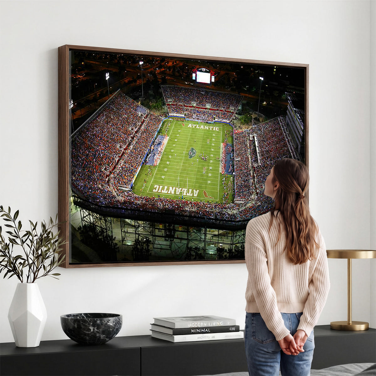 72354-MGV-CV-36X24 - Florida Atlantic University Owls Football Team Print - Boca Raton FAU Stadium Wall Art Canvas Print