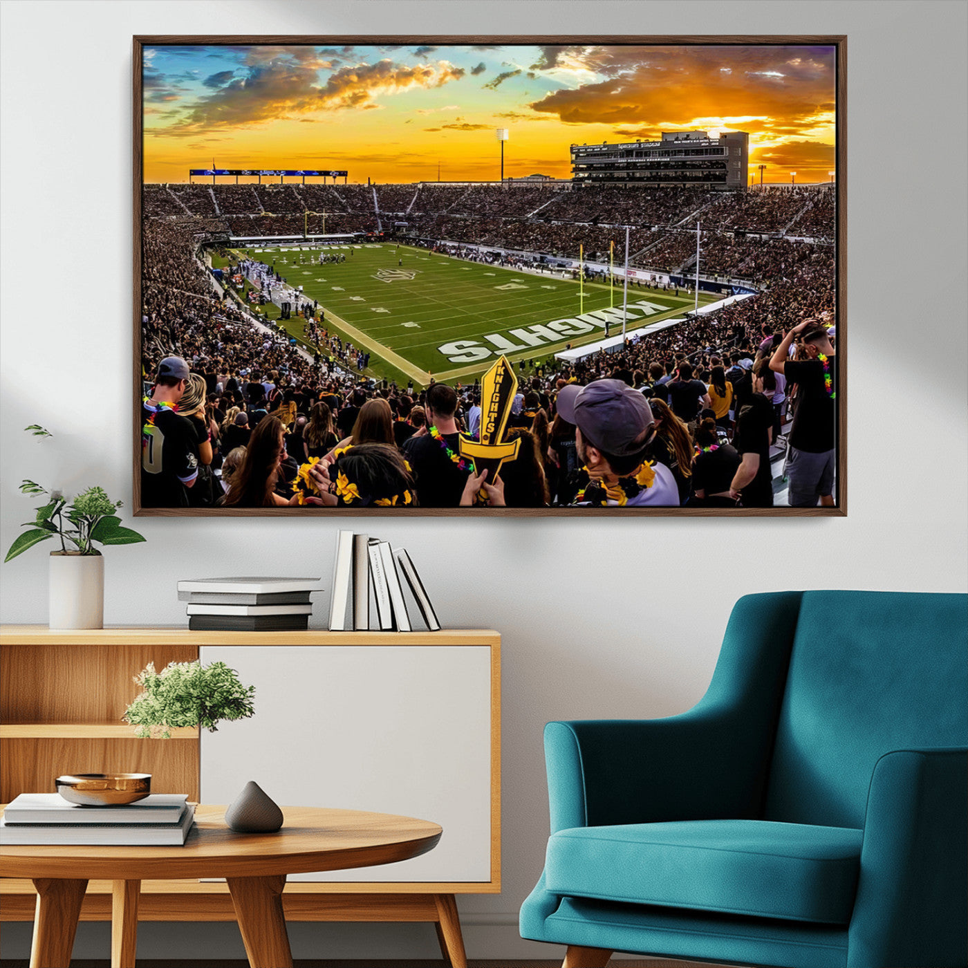 MGV-FC-36X24 - UCF Knights Football Team Print - Orlando FBC Mortgage Stadium, UCF Knights Wall Art Canvas Print