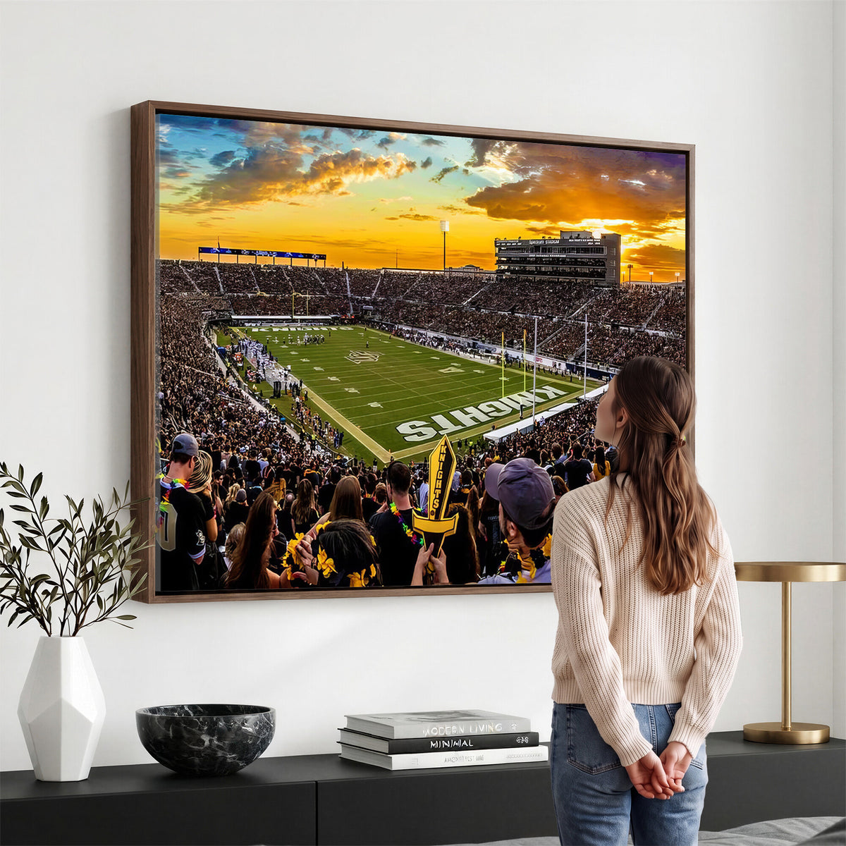 66803-MGV-CV-36X24 - UCF Knights Football Team Print - Orlando FBC Mortgage Stadium, UCF Knights Wall Art Canvas Print