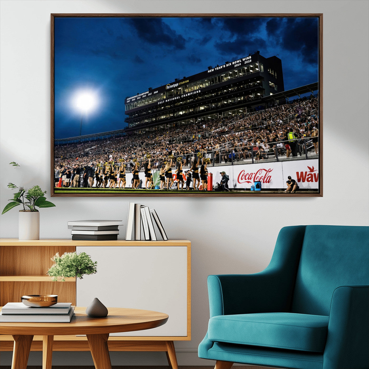 MGV-FC-36X24 - UCF Knights Football Team Print - Orlando FBC Mortgage Stadium Wall Art Canvas Print