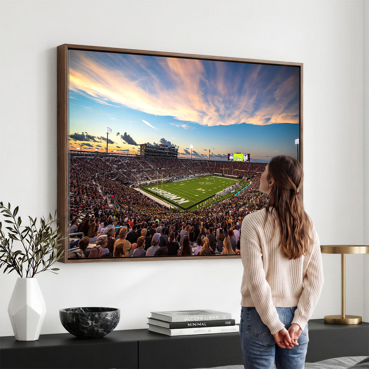 50243-MGV-CV-36X24 - UCF Knights Football Team Print - Orlando FBC Mortgage Stadium Wall Art Canvas Print