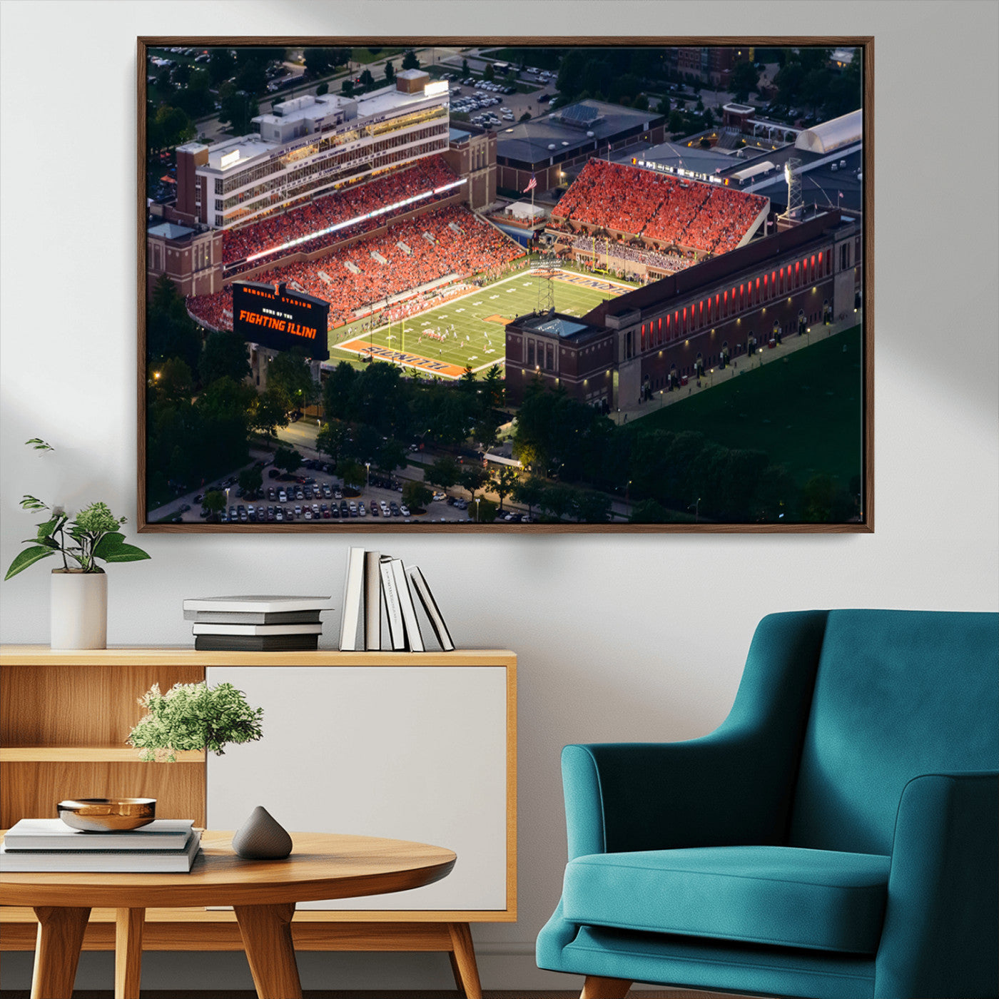MGV-FC-36X24 - University of Illinois Fighting Illini Football Team Print - Champaign Illinois Memorial Stadium
