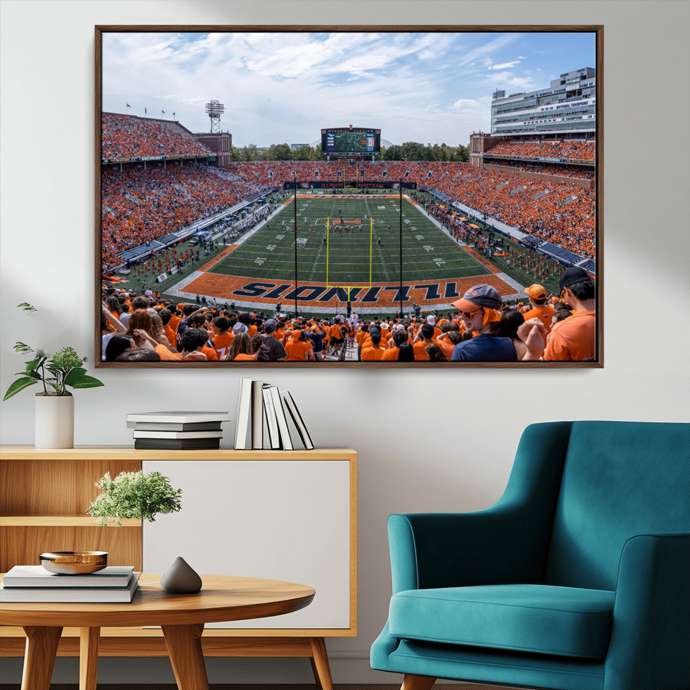 MGV-FC-36X24 - University of Illinois Fighting Illini Football Team Print Canvas - Champaign Illinois Memorial