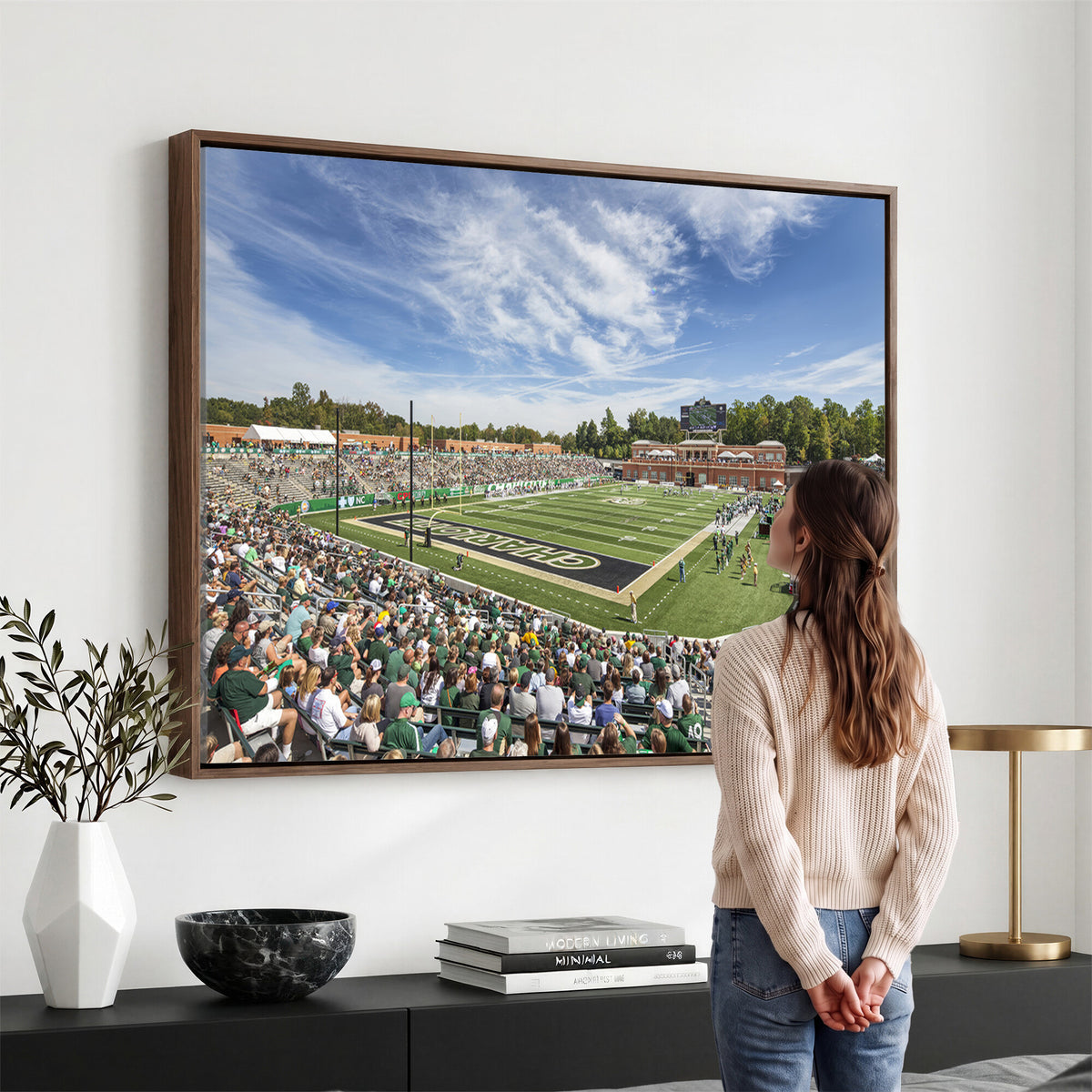 67799-MGV-CV-36X24 - University of Charlotte 49ers Football Team Print - Charlotte Jerry Richardson Stadium Canvas Print