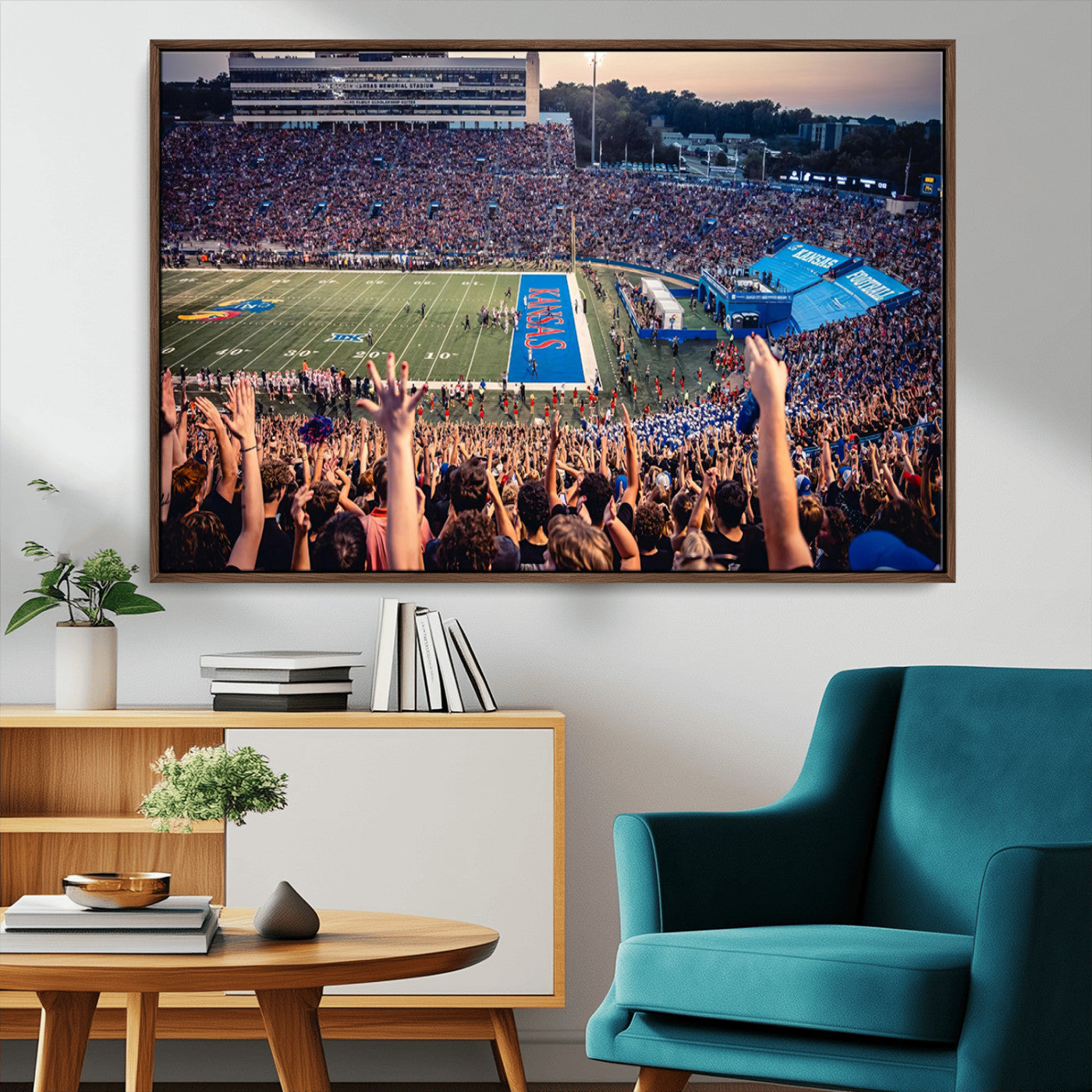 MGV-FC-36X24 - University of Kansas Jayhawks Football Team Art Print - Lawrence Kansas Memorial Stadium Wall Art
