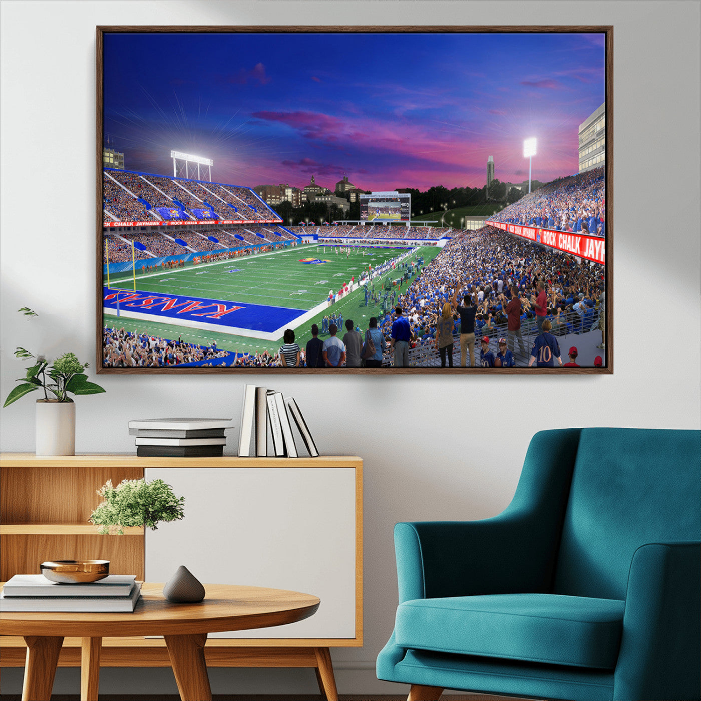 MGV-FC-36X24 - University of Kansas Jayhawks Football Team Print Canvas- Lawrence Kansas Memorial Stadium Wall Art