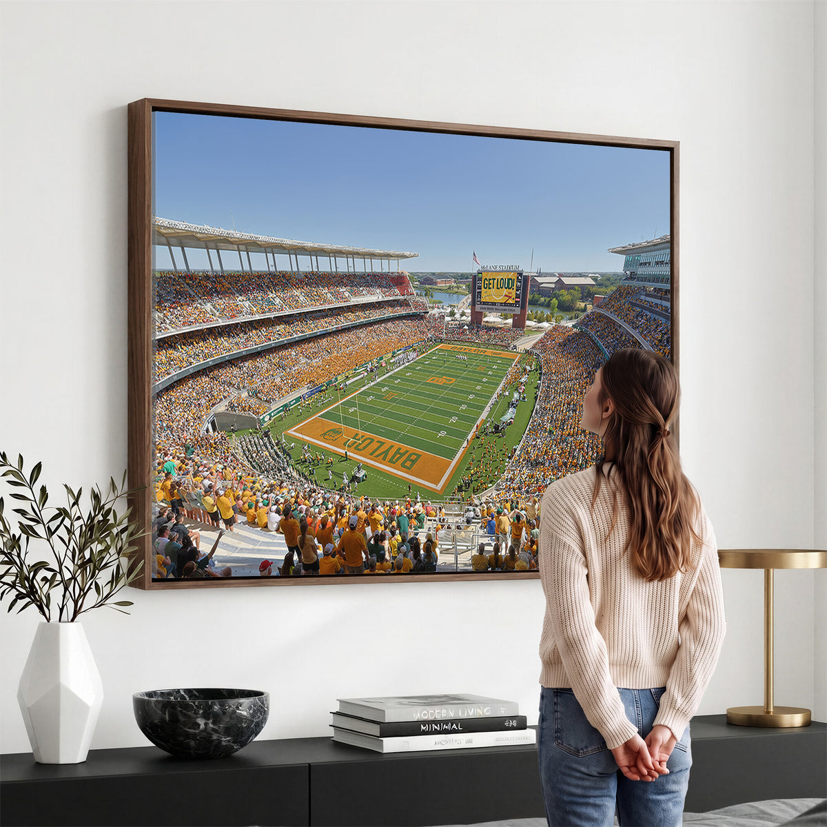 49912-MGV-CV-36X24 - Baylor University Bears Football Team Print - Waco McLane Stadium Wall Art Canvas Print