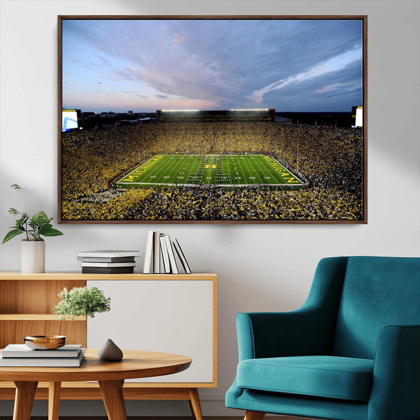 MGV-FC-36X24 - University of Michigan Wolverines Football Team Print - Ann Arbor Michigan Stadium Wall Art Canvas