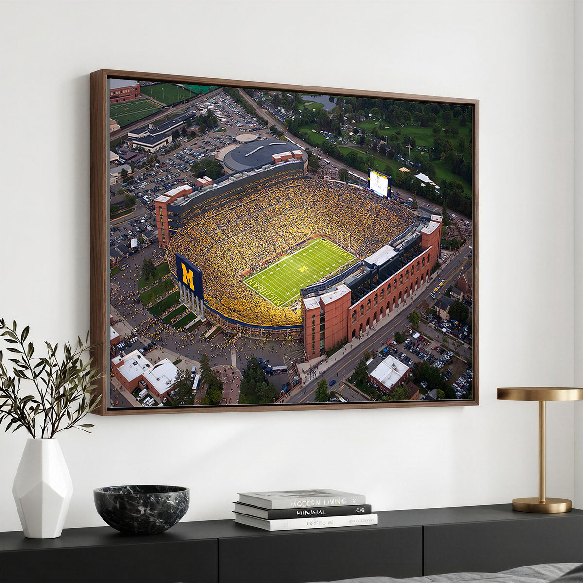 95248-PAN-FL-20X10 - University of Michigan Wolverines Football Team Print - Ann Arbor Michigan Stadium Wall Art Canvas