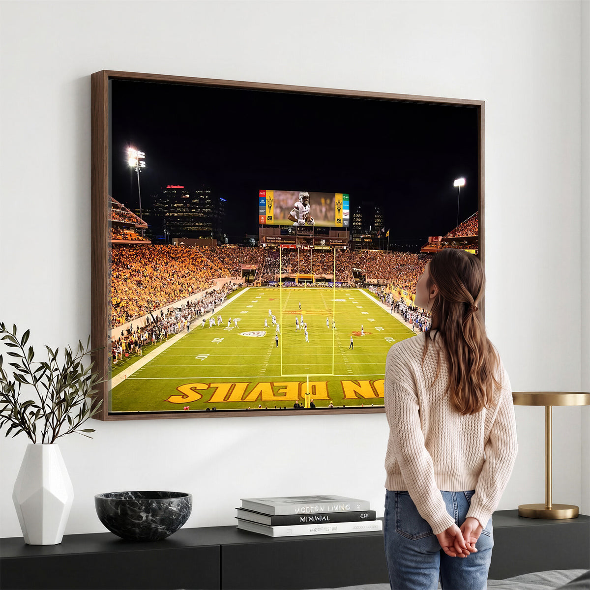87612-MGV-CV-36X24 - ASU Sun Devils Football Team Print - Phoenix Mountain America Stadium Canvas Print