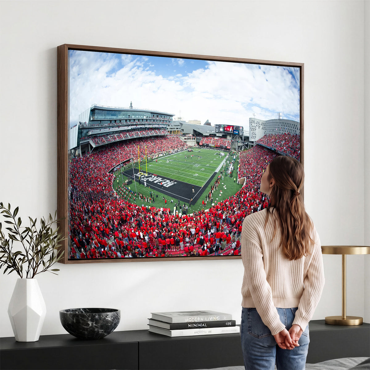 54070-MGV-CV-36X24 - Cincinnati Bearcats Football Team Print - Nippert Stadium Wall Art Canvas Print