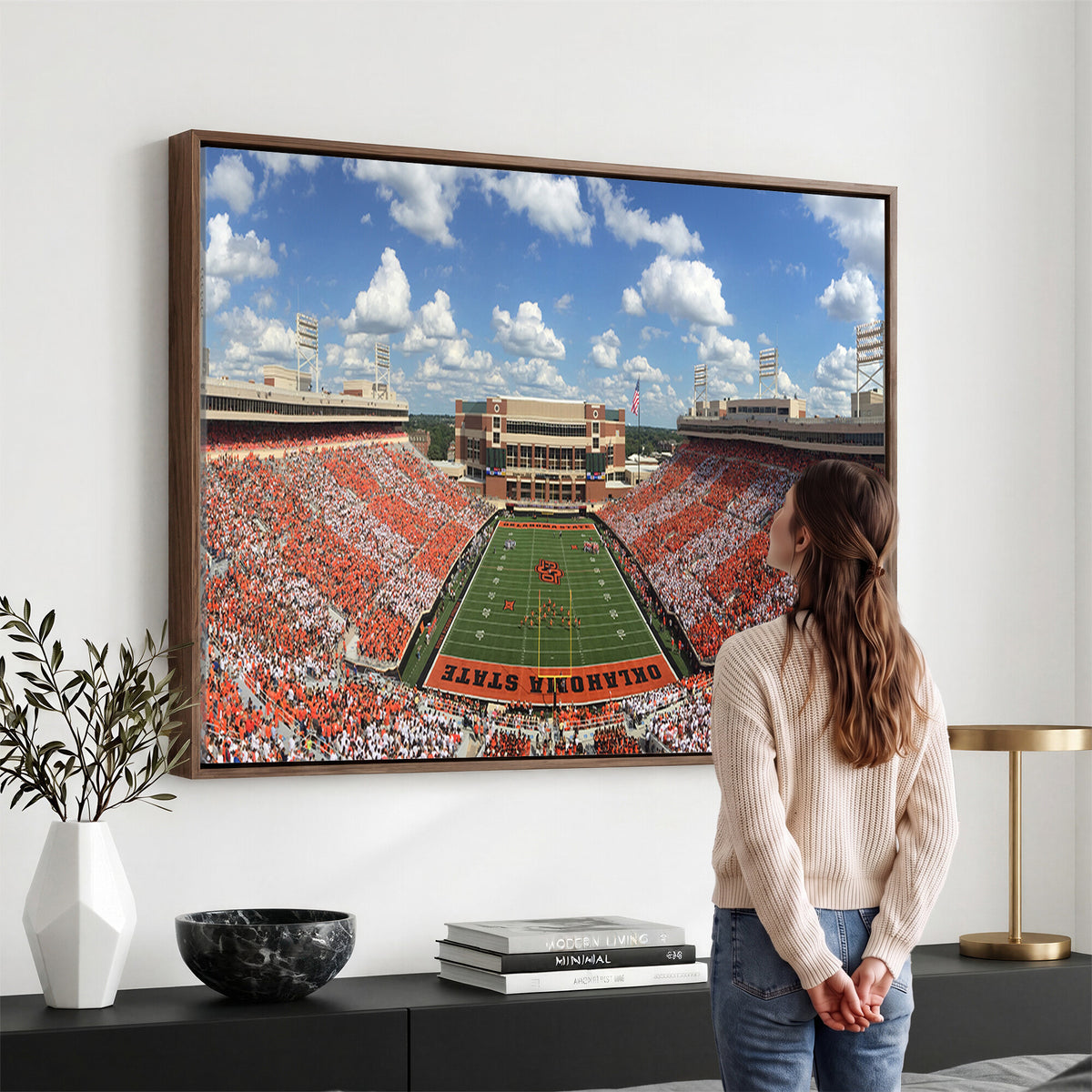 65192-MGV-CV-36X24 - Oklahoma State Cowboys Football Team Print - Stillwater Boone Pickens Stadium Wall Art Canvas Print
