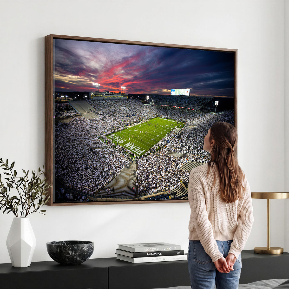 37304-MGV-CV-36X24 - Penn State Nittany Lions Football Team Print - University Park Beaver Stadium Art Canvas Print