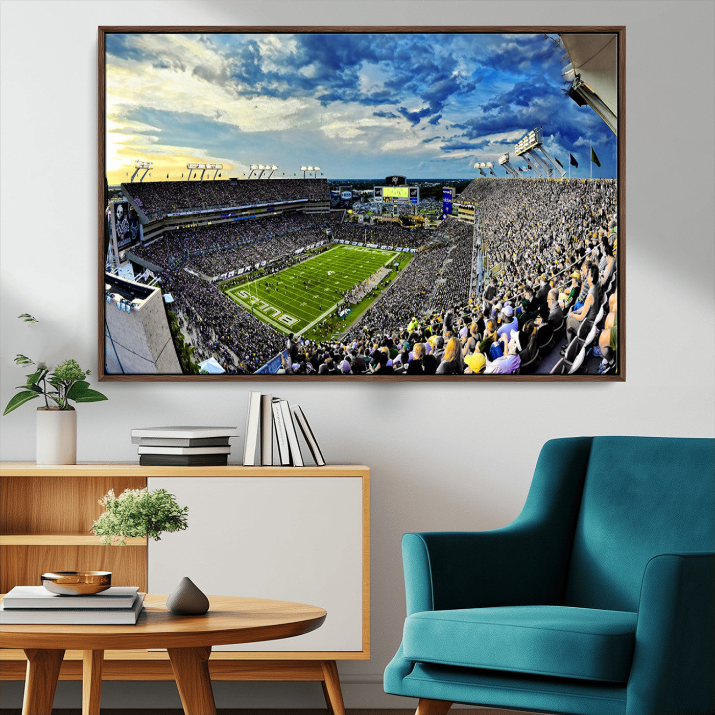MGV-FC-36X24 - Framed USF Bulls Football Team Print - Tampa Raymond James Stadium Wall Art Canvas Print