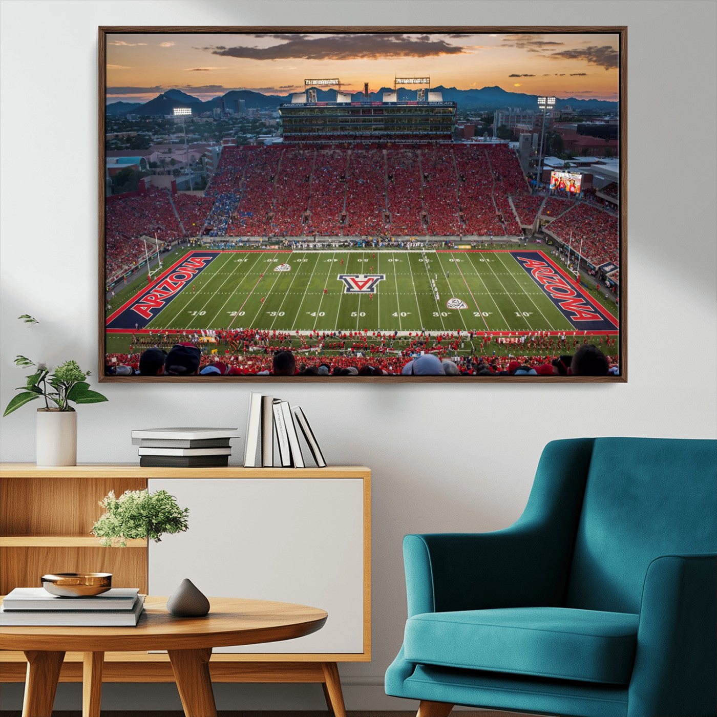 MGV-FC-36X24 - Framed Arizona Wildcats Football Team Print - Tucson Arizona Stadium Wall Art Canvas Print