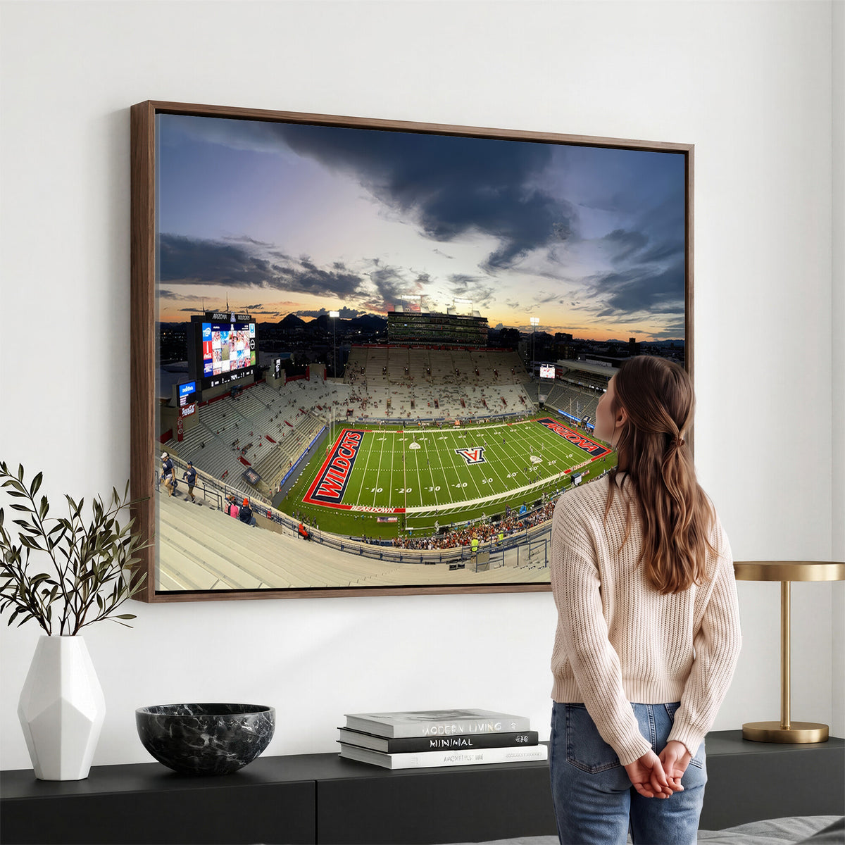 24339-MGV-CV-36X24 - Arizona Wildcats Football Team Print - Tucson Arizona Stadium Wall Art Canvas Print