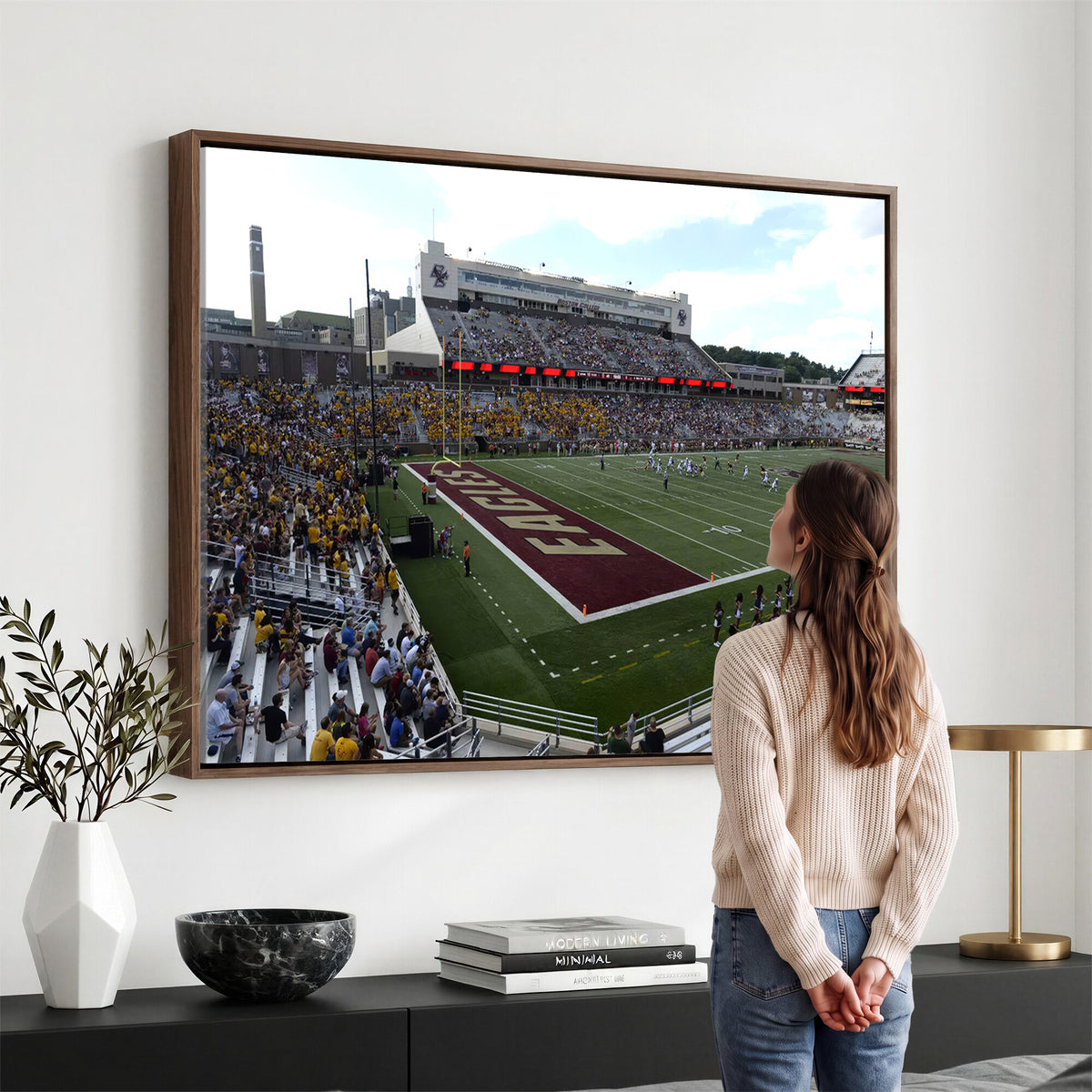 61503-MGV-CV-36X24 - Boston College Eagles Football Team Print - Boston Alumni Stadium Wall Art Canvas Print