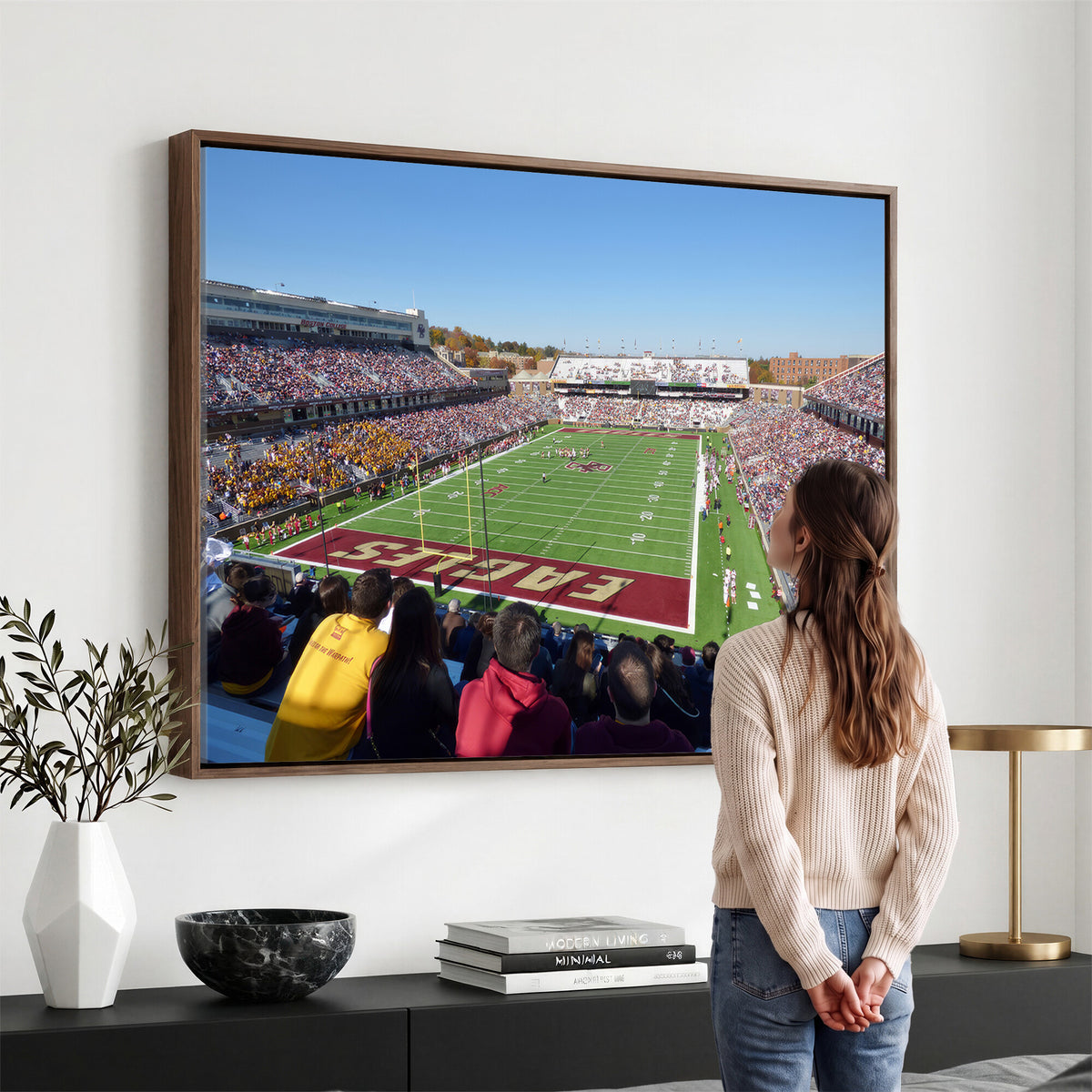 78117-MGV-CV-36X24 - Boston College Eagles Football Team Print - Boston Alumni Stadium Wall Art Canvas Print