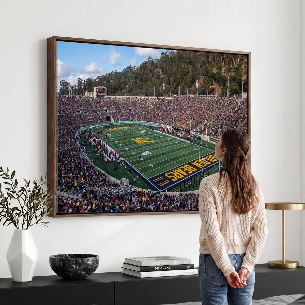 38054-MGV-CV-36X24 - University of California Golden Bears Football Team Print - Berkeley California Memorial Stadium Art