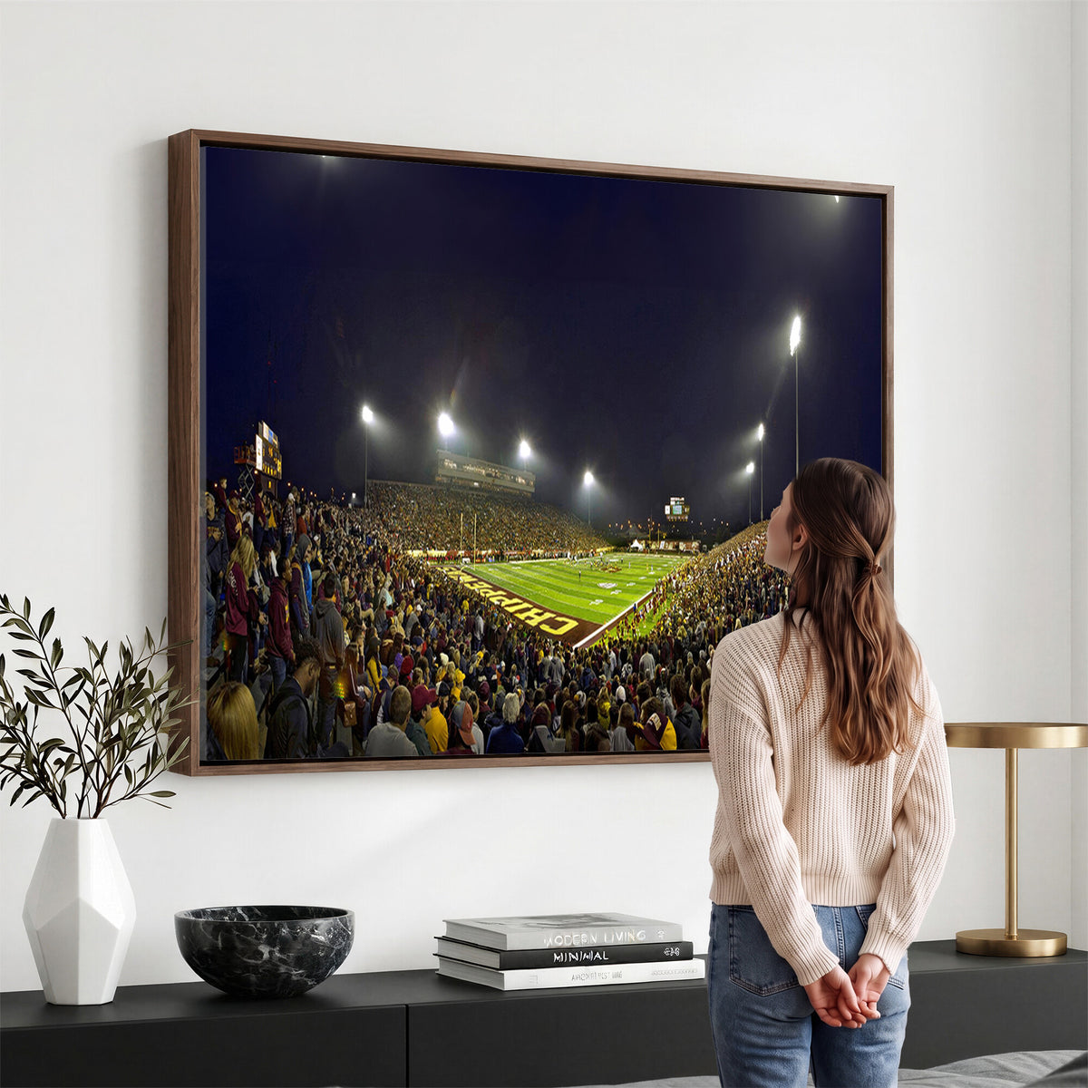 45619-MGV-CV-36X24 - Central Michigan University Chippewas Canvas Wall Art, Football Team Print - Mount Pleasant