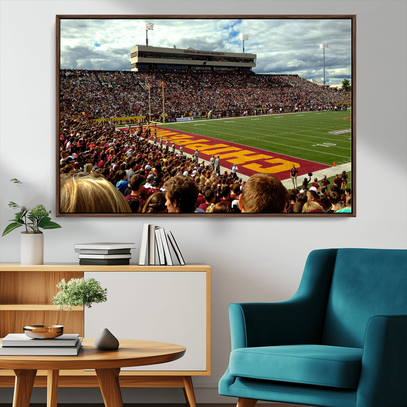 MGV-FC-36X24 - Central Michigan University Chippewas Football Team Print - Mount Pleasant Kelly/Shorts Stadium Wall