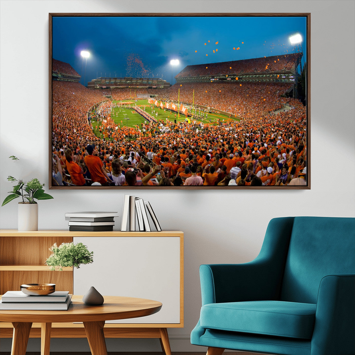 MGV-FC-36X24 - Clemson University Tigers Football Team Print - Clemson Memorial Stadium Wall Art Canvas Print