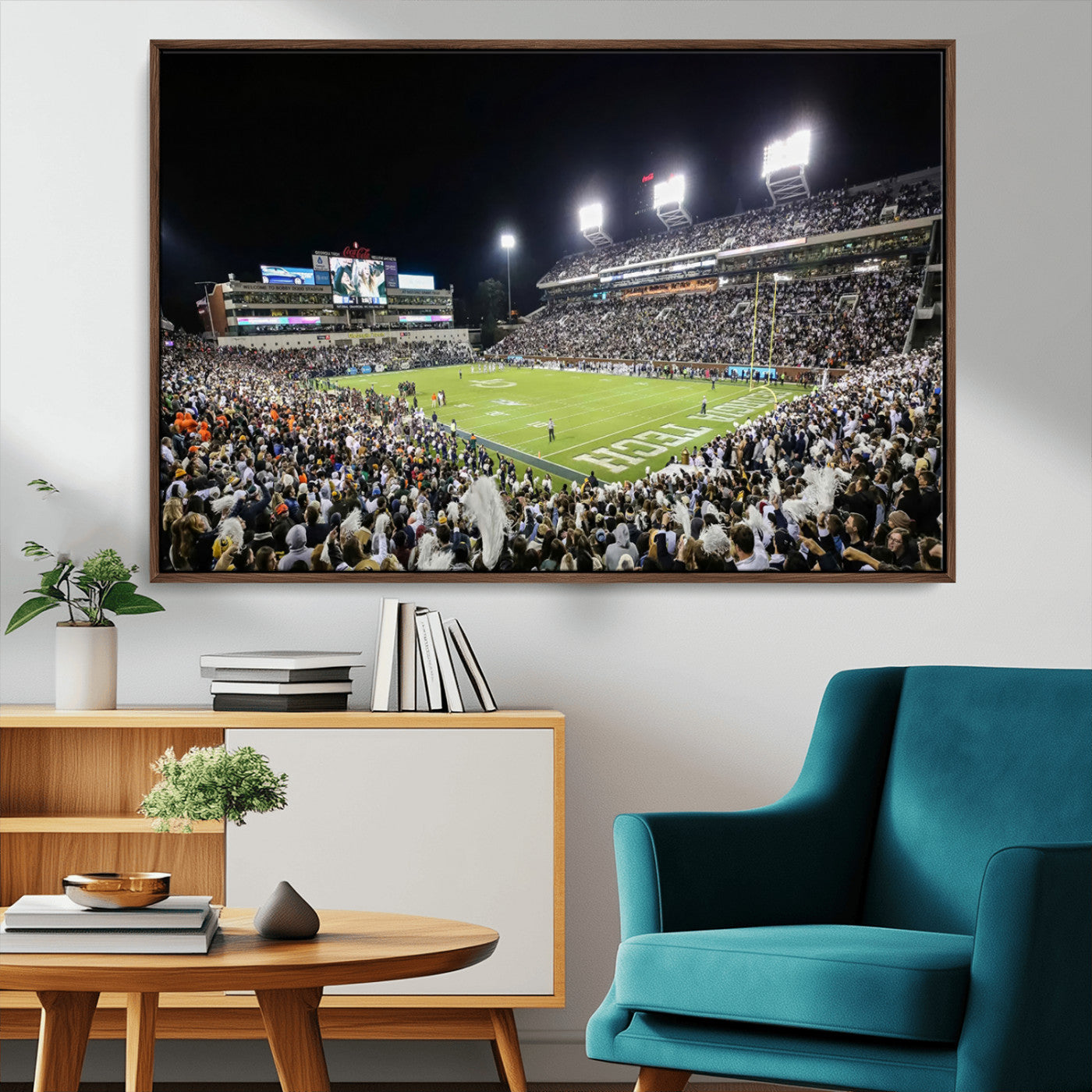 MGV-FC-36X24 - Georgia Tech Yellow Jackets Football Team Print - Atlanta Bobby Dodd Stadium Wall Art Canvas Print