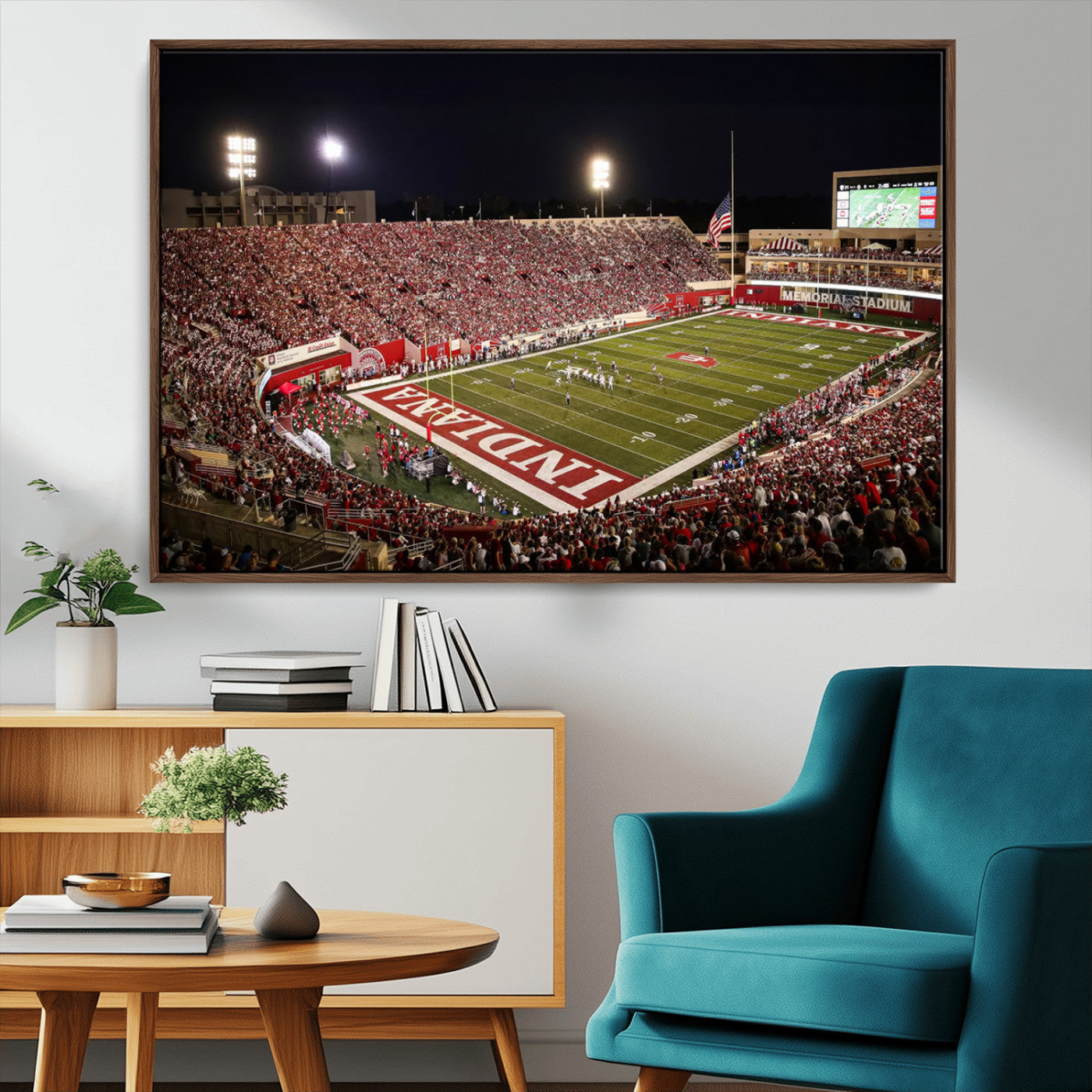 MGV-FC-36X24 - Indiana University Hoosiers Football Team Print Canvas - Bloomington Memorial Stadium Wall Art