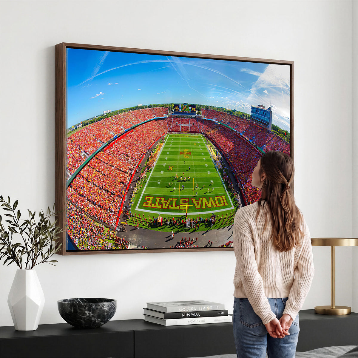 36706-PAN-FL-20X10 - Iowa State University Cyclones Football Team Print - Ames Jack Trice Stadium Art Canvas Print