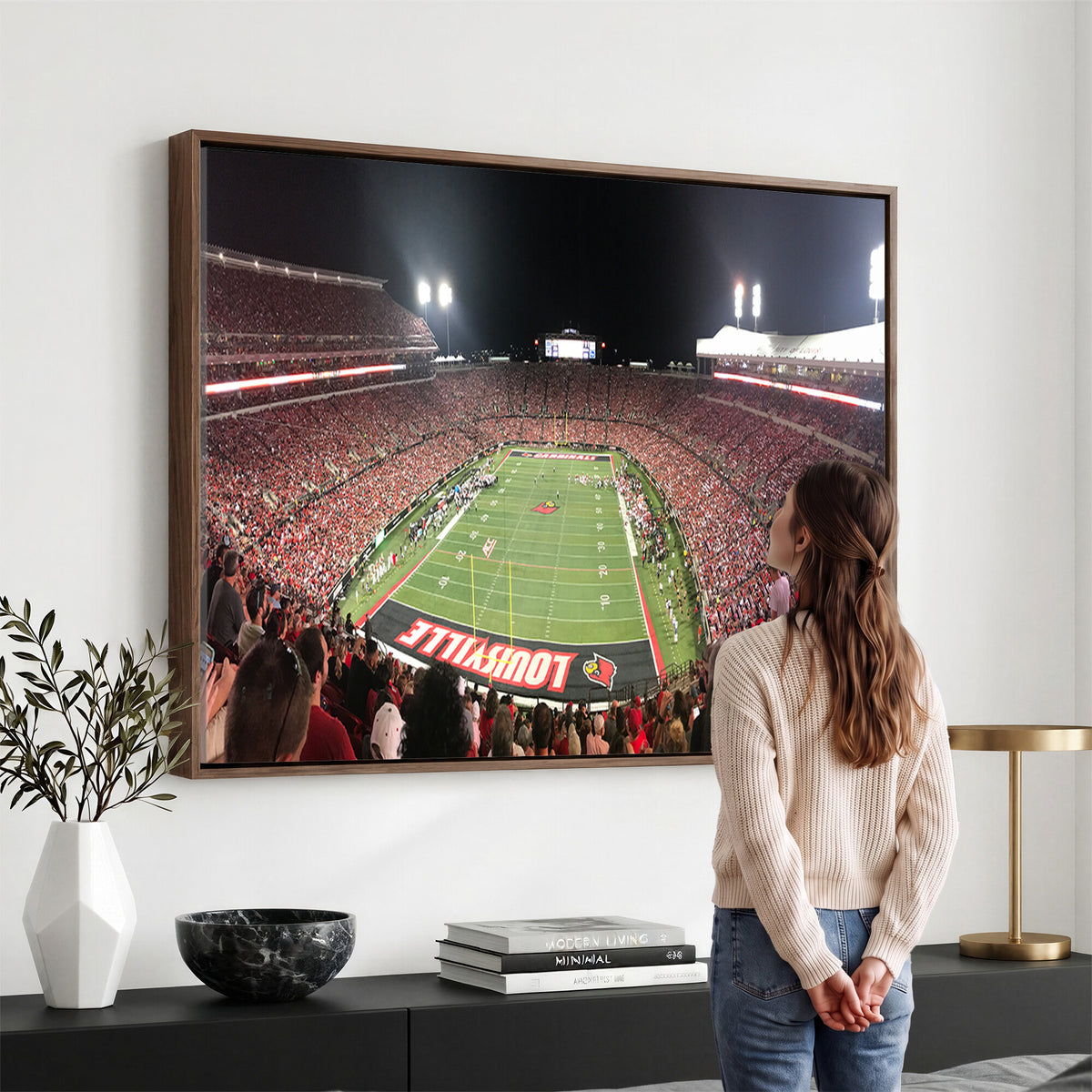 51251-PAN-FL-20X10 - University of Louisville Cardinals Football Team Print - Louisville Cardinal Stadium Wall Art Canvas