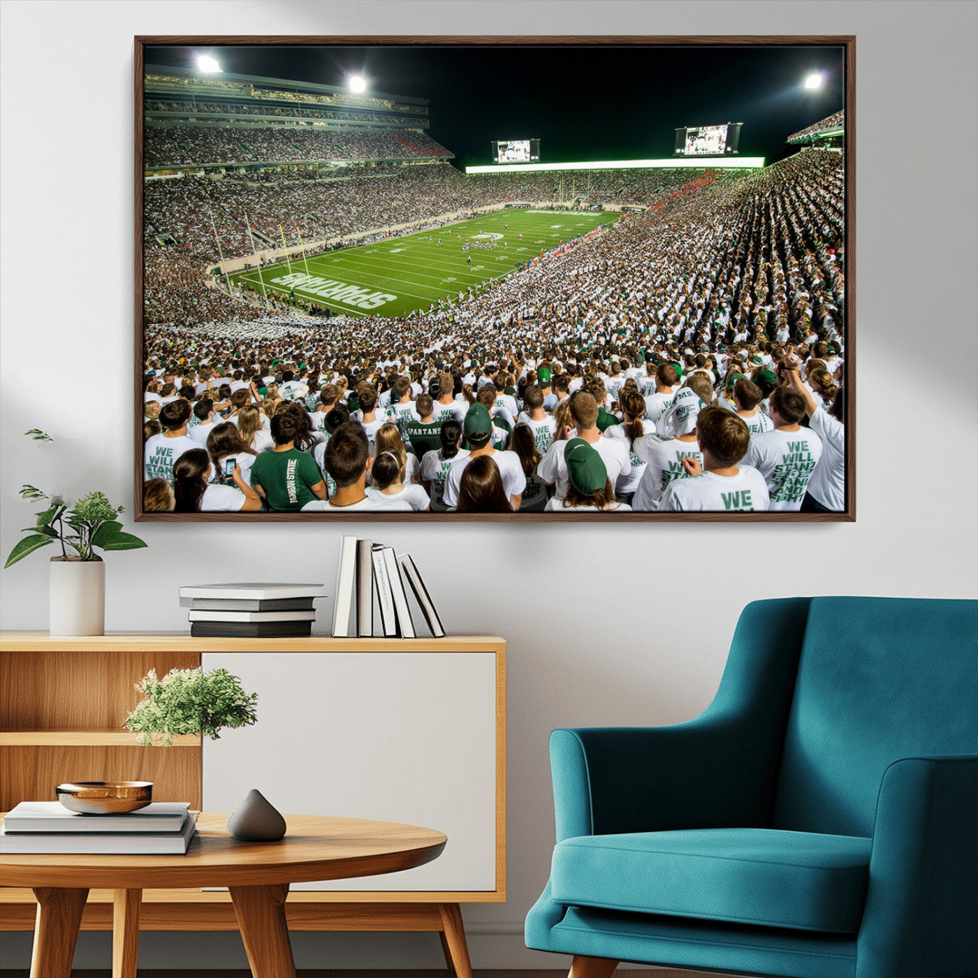 MGV-FC-36X24 - Michigan State Spartans Football Canvas Print - East Lansing Spartan Stadium Wall Art Canvas Print